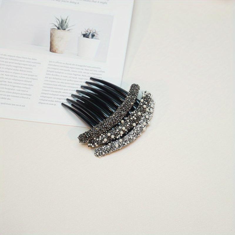 3pcs Women's Pearls & Rhinestone Hair Comb Clips