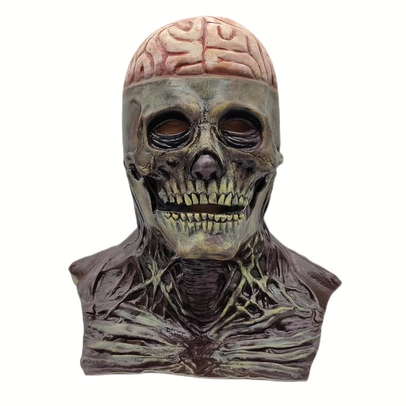 Men's Halloween Brain Skull Head Movable Mask Horror Pulp