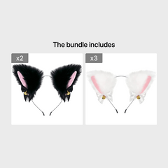 Faux Fur Animal Ears Headband w/Bell Hair Accessories