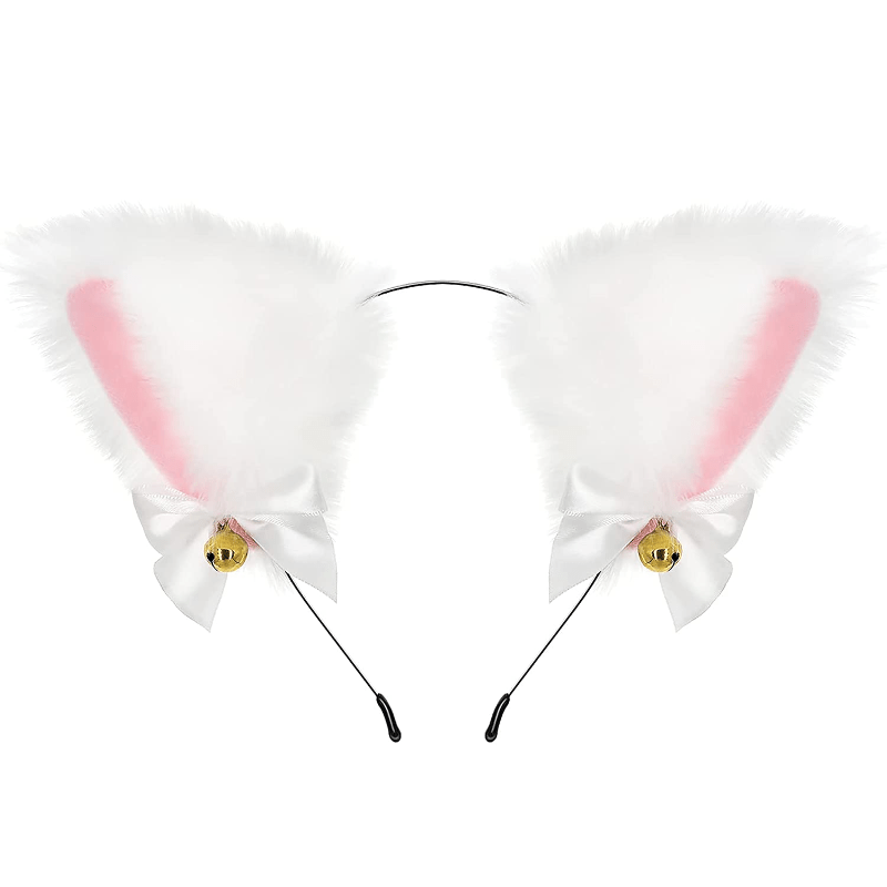 Faux Fur Animal Ears Headband w/Bell Hair Accessories
