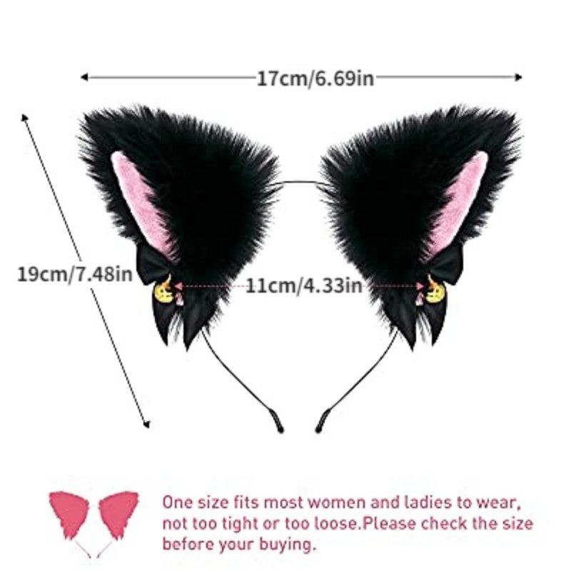 Faux Fur Animal Ears Headband w/Bell Hair Accessories