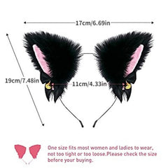 Faux Fur Animal Ears Headband w/Bell Hair Accessories