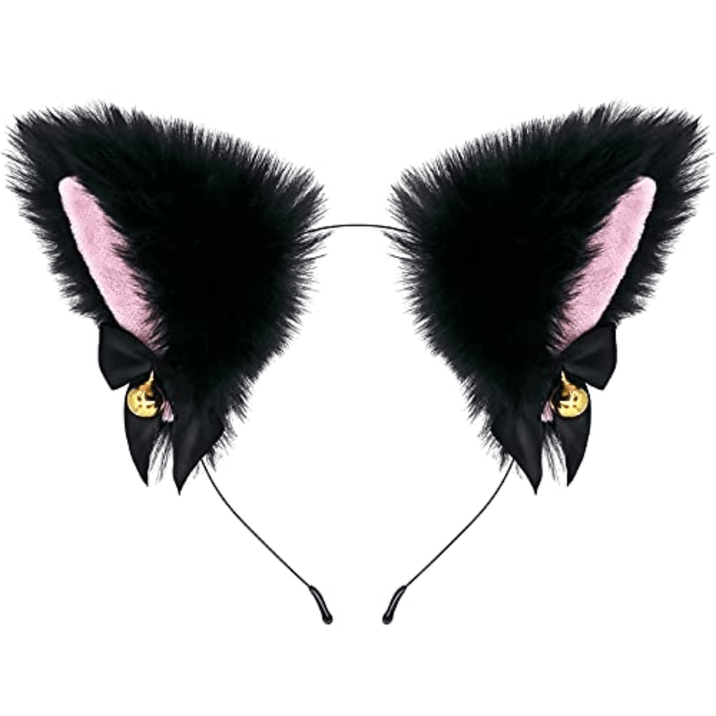 Faux Fur Animal Ears Headband w/Bell Hair Accessories