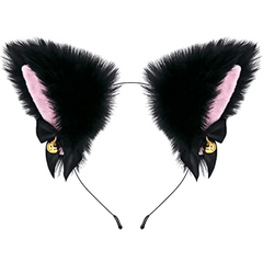 Faux Fur Animal Ears Headband w/Bell Hair Accessories