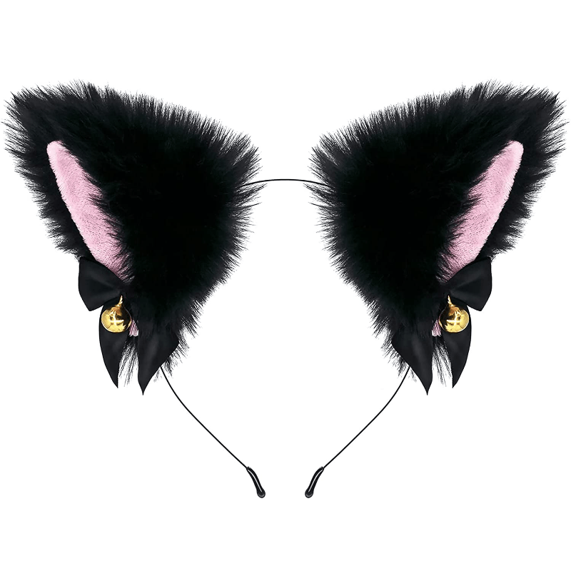 Faux Fur Animal Ears Headband w/Bell Hair Accessories