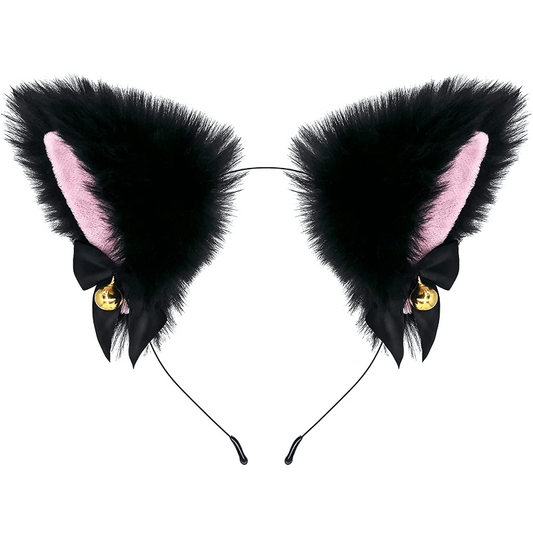Faux Fur Animal Ears Headband w/Bell Hair Accessories