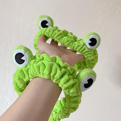2pcs Frog Hairband for Washing Face Cartoon Headband Makeup