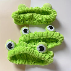 2pcs Frog Hairband for Washing Face Cartoon Headband Makeup