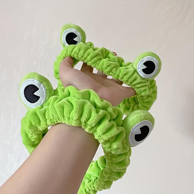 2pcs Frog Hairband for Washing Face Cartoon Headband Makeup
