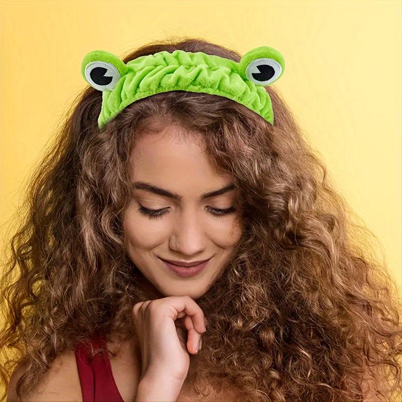 2pcs Frog Hairband for Washing Face Cartoon Headband Makeup