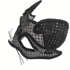 Men's Masquerade Cat Face Lace Mask Halloween Party Dress Up Props