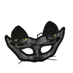 Men's Masquerade Cat Face Lace Mask Halloween Party Dress Up Props