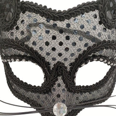 Men's Masquerade Cat Face Lace Mask Halloween Party Dress Up Props
