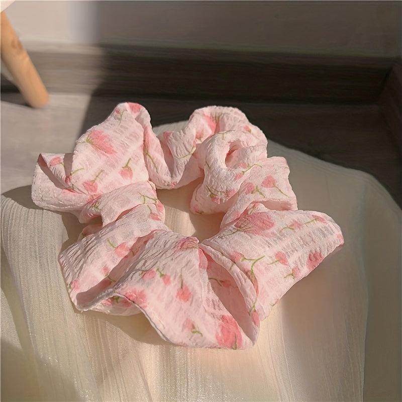 Girl's Puff Floral Large Scrunchies Sweet Hair Tie Hair Elastic Hair Accessories