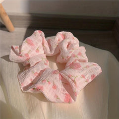 Girl's Puff Floral Large Scrunchies Sweet Hair Tie Hair Elastic Hair Accessories