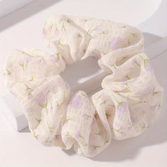 Girl's Puff Floral Large Scrunchies Sweet Hair Tie Hair Elastic Hair Accessories