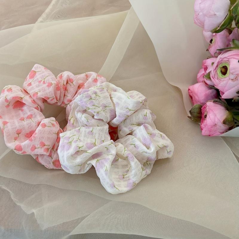Girl's Puff Floral Large Scrunchies Sweet Hair Tie Hair Elastic Hair Accessories