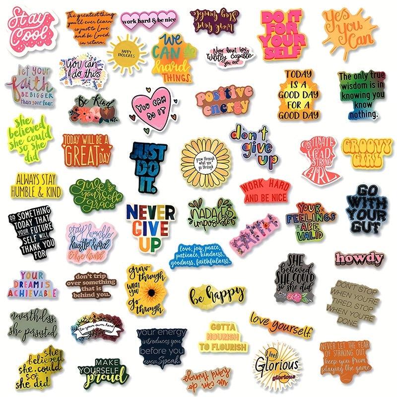 50pcs Inspirational Stickers Vinyl Affirmation Positive Quote Stickers