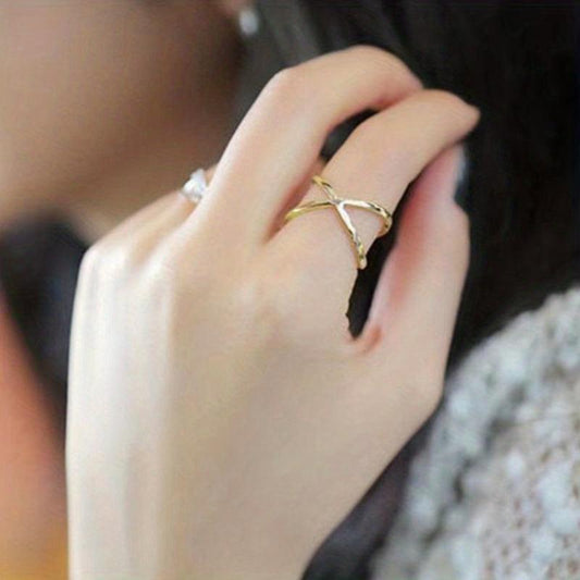X Three-Dimensional Cut-Out Wrap Ring with Joint Index Finger Jewelry