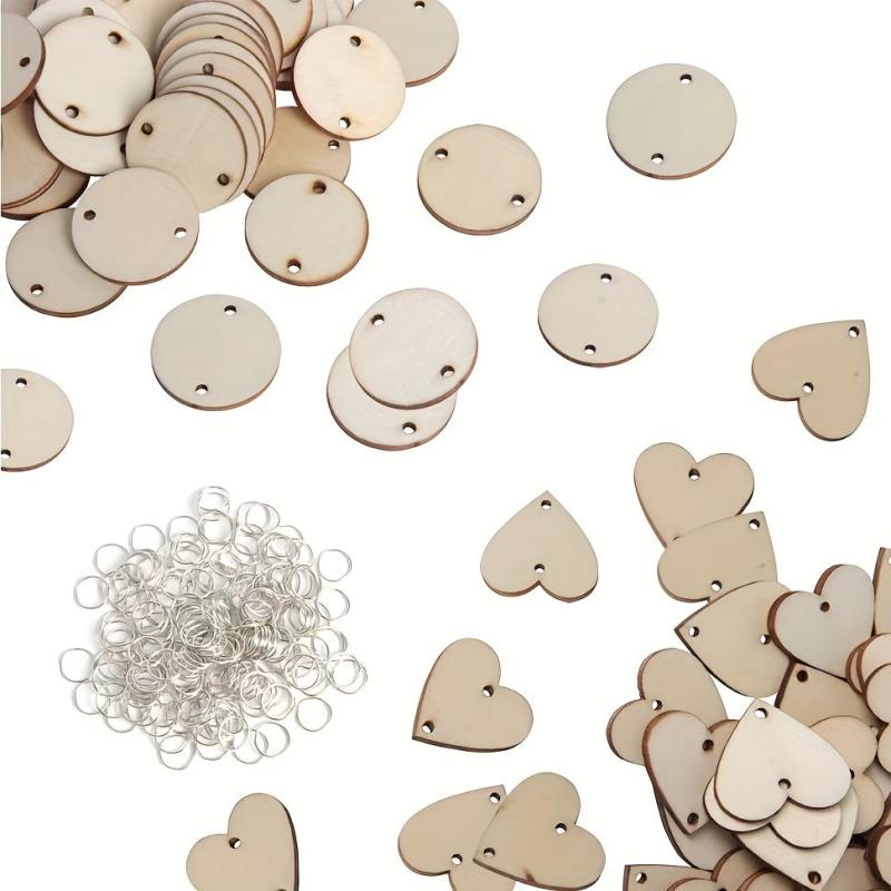 50pcs 30MM Wooden Circle With Hole Wood Chip Disc Label DIY Wedding Decorations
