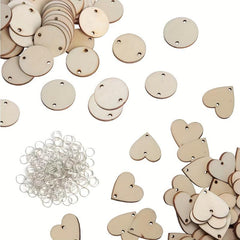 50pcs 30MM Wooden Circle With Hole Wood Chip Disc Label DIY Wedding Decorations