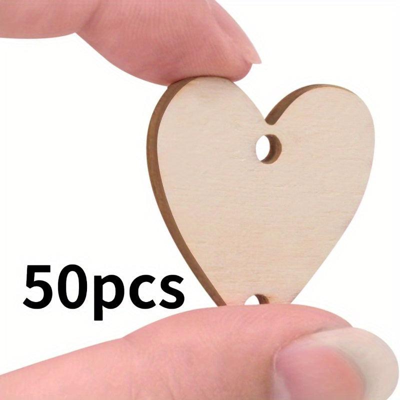 50pcs 30MM Wooden Circle With Hole Wood Chip Disc Label DIY Wedding Decorations