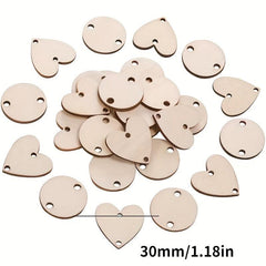 50pcs 30MM Wooden Circle With Hole Wood Chip Disc Label DIY Wedding Decorations