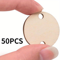 50pcs 30MM Wooden Circle With Hole Wood Chip Disc Label DIY Wedding Decorations