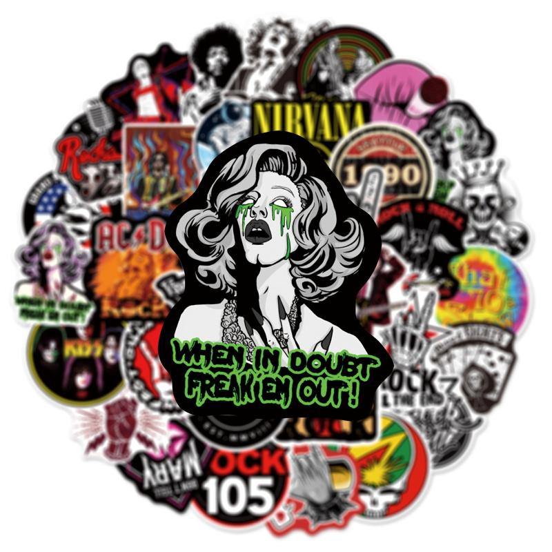 54pcs Rock & Roll Band Graffiti Stickers Waterproof PVC