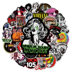 54pcs Rock & Roll Band Graffiti Stickers Waterproof PVC