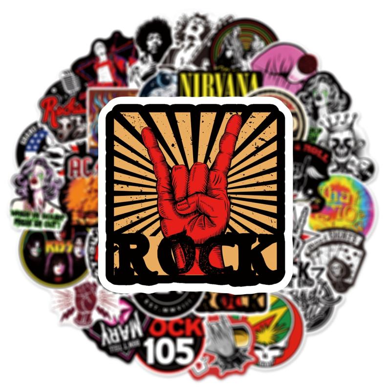54pcs Rock & Roll Band Graffiti Stickers Waterproof PVC