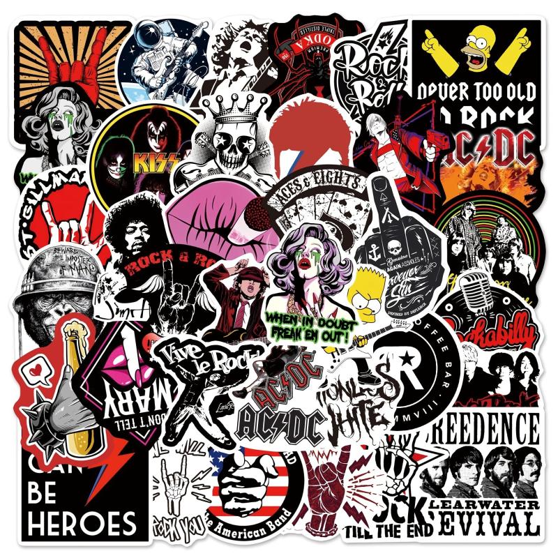 54pcs Rock & Roll Band Graffiti Stickers Waterproof PVC