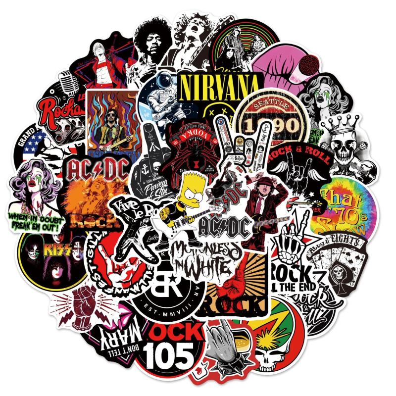 54pcs Rock & Roll Band Graffiti Stickers Waterproof PVC