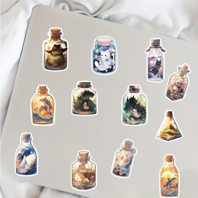 50pcs Big World Bottle Doodle Stickers DIY Waterproof Stickers
