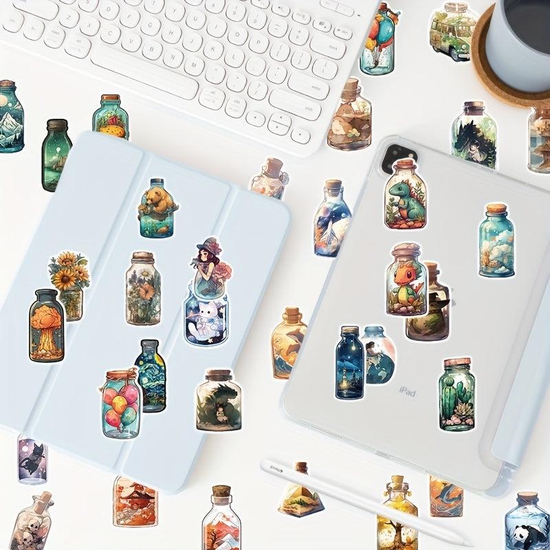 50pcs Big World Bottle Doodle Stickers DIY Waterproof Stickers