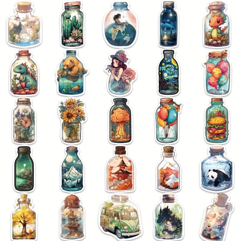 50pcs Big World Bottle Doodle Stickers DIY Waterproof Stickers