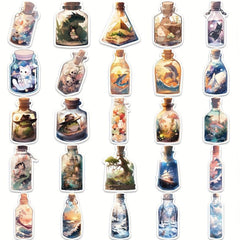 50pcs Big World Bottle Doodle Stickers DIY Waterproof Stickers