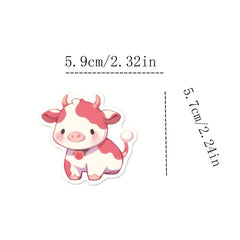 50 Pcs Cow Stickers Pack Vinyl Waterproof Cartoon Animal Sticker