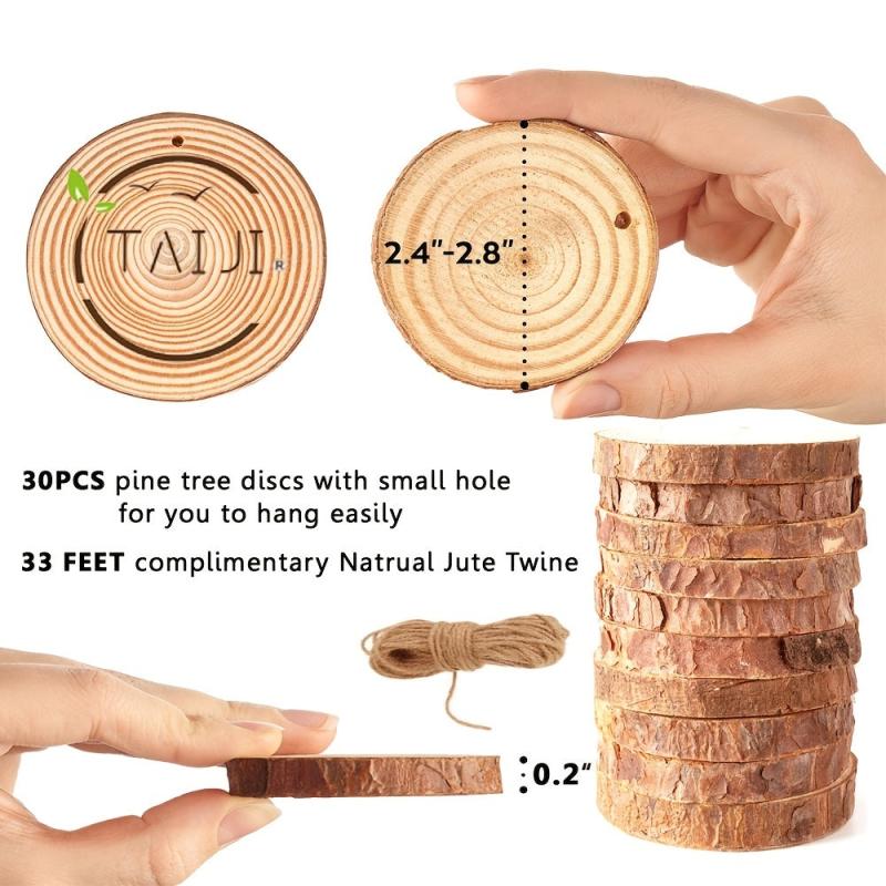 30pcs 2-8 Inch Wood Slices DIY Christmas Ornaments for Crafts Centerpieces