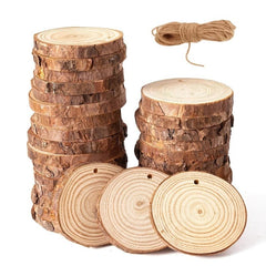 30pcs 2-8 Inch Wood Slices DIY Christmas Ornaments for Crafts Centerpieces