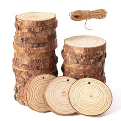 30pcs 2-8 Inch Wood Slices DIY Christmas Ornaments for Crafts Centerpieces
