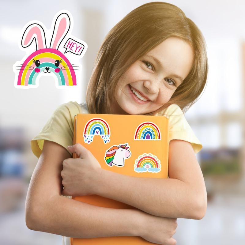 50pcs Rainbow Stickers Cartoon Waterproof Stickers For Phone Computer Luggage