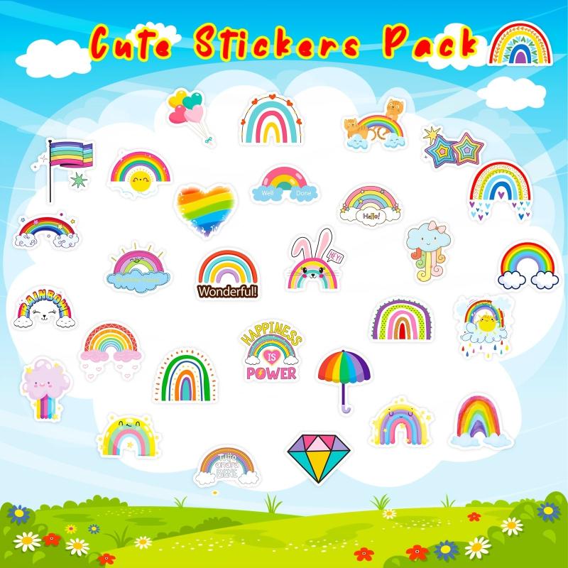 50pcs Rainbow Stickers Cartoon Waterproof Stickers For Phone Computer Luggage