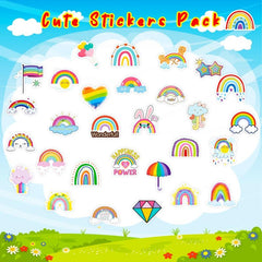 50pcs Rainbow Stickers Cartoon Waterproof Stickers For Phone Computer Luggage