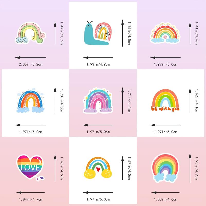 50pcs Rainbow Stickers Cartoon Waterproof Stickers For Phone Computer Luggage