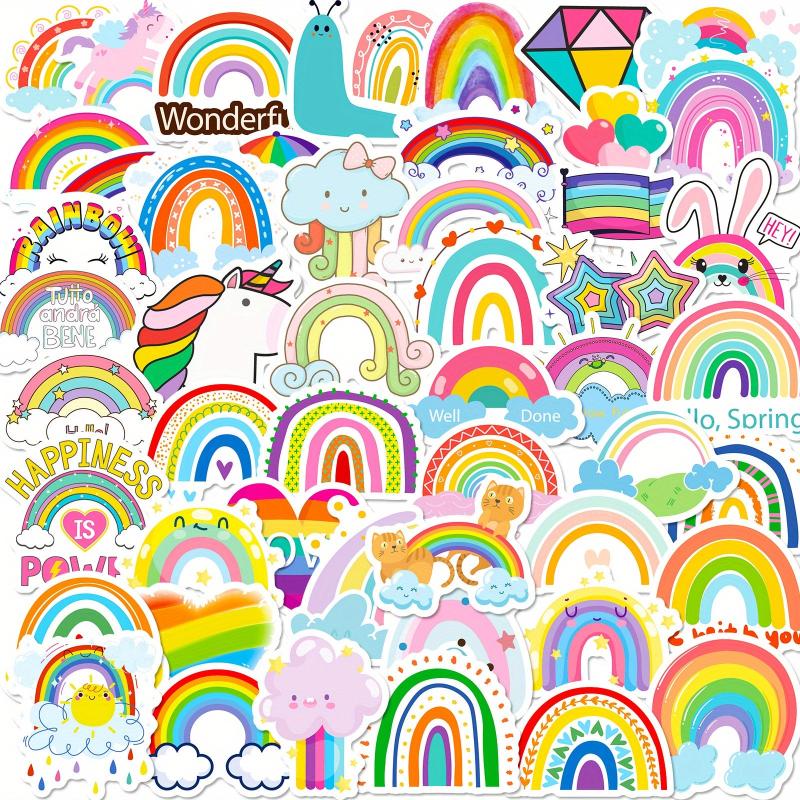 50pcs Rainbow Stickers Cartoon Waterproof Stickers For Phone Computer Luggage