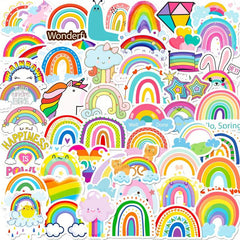 50pcs Rainbow Stickers Cartoon Waterproof Stickers For Phone Computer Luggage