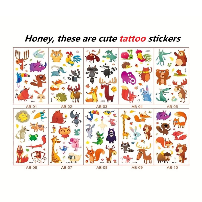 Animal Temporary Tattoo Stickers Pack of 10