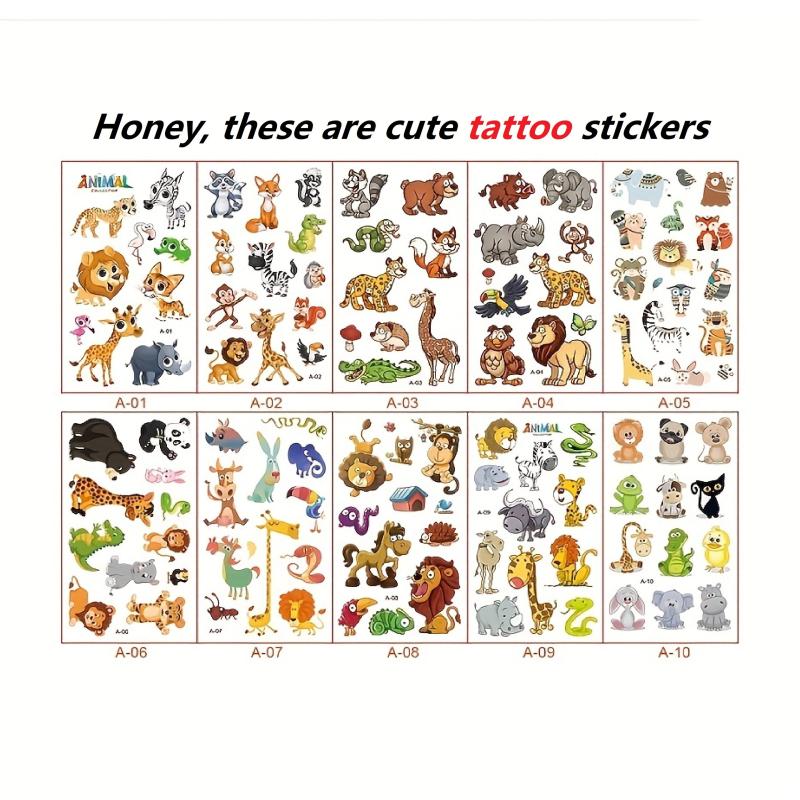 Animal Temporary Tattoo Stickers Pack of 10