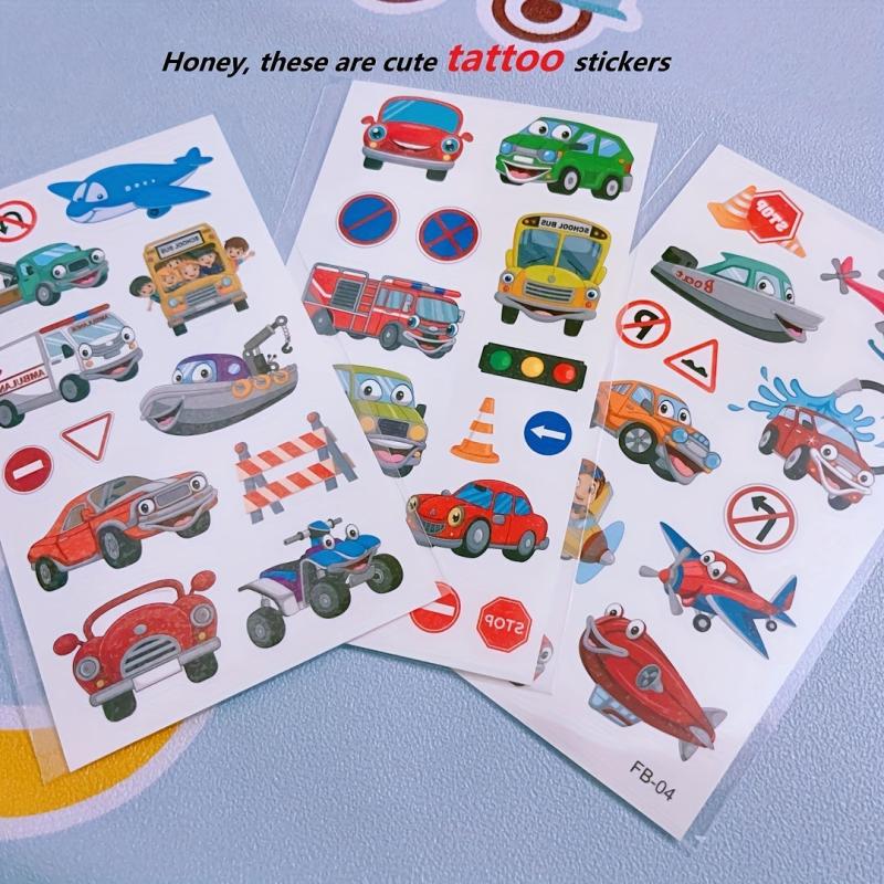10pcs Cartoon Car Waterproof Temporary Tattoos - Fun for All Ages